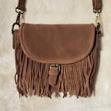 Sac bandoulière avec franges, taupe