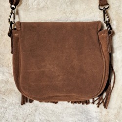 Sac bandoulière avec franges, taupe