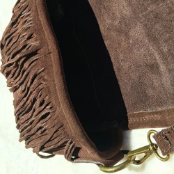 Sac bandoulière avec franges, taupe