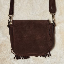 Sac bandoulière avec franges, marron chocolat