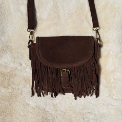 Sac bandoulière avec franges, marron chocolat