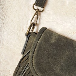 Sac bandoulière avec franges, vert kaki