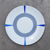 Assiettes à dessert, originales, graphiques, design, gris et bleu
