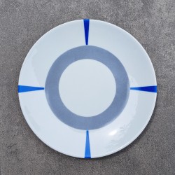 Ensemble de 6 assiettes à dessert gris et bleu
