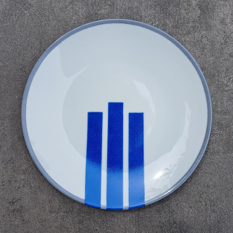 Assiettes à dessert, originales, graphiques, design, gris et bleu
