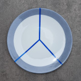 Assiettes à dessert, originales, graphiques, design, gris et bleu