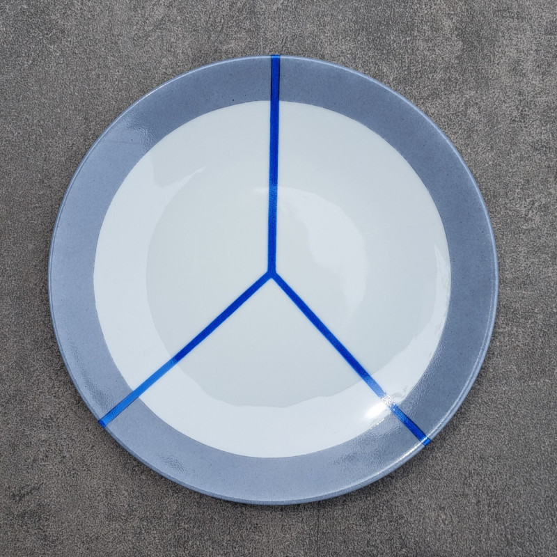 Assiettes à dessert, originales, graphiques, design, gris et bleu
