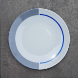 Assiettes à dessert, originales, graphiques, design, gris et bleu