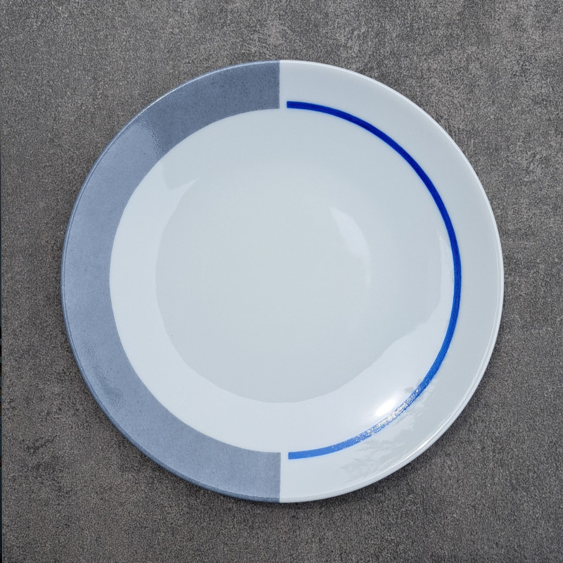 Assiettes à dessert, originales, graphiques, design, gris et bleu