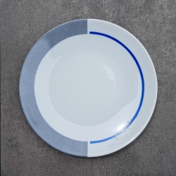 Ensemble de 6 assiettes à dessert gris et bleu