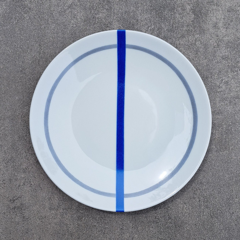 Assiettes à dessert, originales, graphiques, design, gris et bleu
