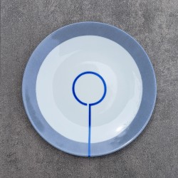 Ensemble de 6 assiettes à dessert gris et bleu