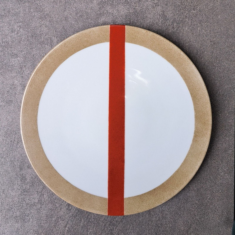 Assiettes à dessert, originales, graphiques, design, rouge et beige
