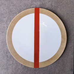 Ensemble de 8 assiettes à dessert rouge et beige