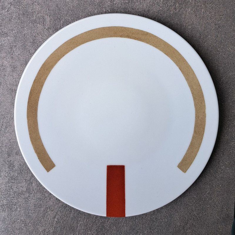 Assiettes à dessert, originales, graphiques, design, rouge et beige
