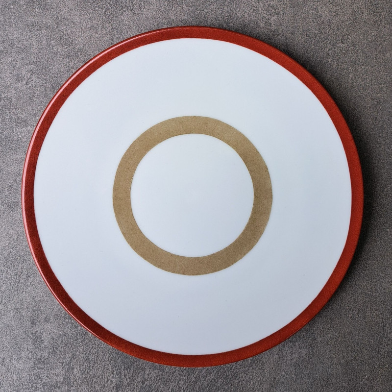 Assiettes à dessert, originales, graphiques, design, rouge et beige