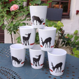 Verres tasses cerf, rouge et noir