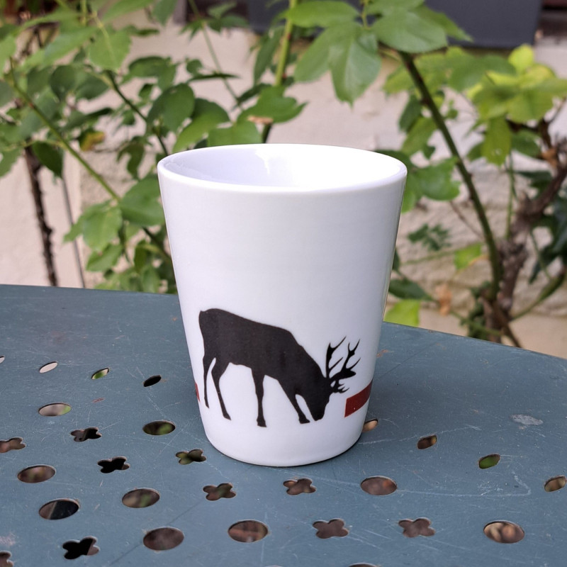 Verres tasses cerf, rouge et noir