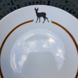 Assiettes à dessert, motif chevreuil