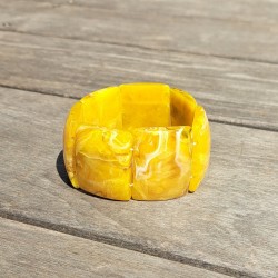 Bracelet mailles larges, jaune, brun, beige