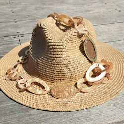 Collier grandes mailles Ecru, beige et doré