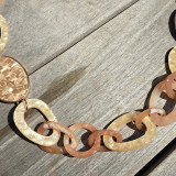 Collier grande maille, brun, noir et doré