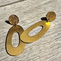 Boucles d'oreilles ovales, métal doré
