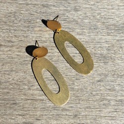 Boucles d'oreilles ovales, métal doré