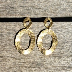 Boucles d'oreilles ovales ondulées, métal doré