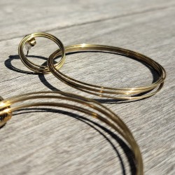 Boucles d'oreilles anneaux ronds, métal doré
