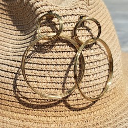 Boucles d'oreilles anneaux ronds, métal doré