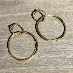 Boucles d'oreilles anneaux ronds, métal doré