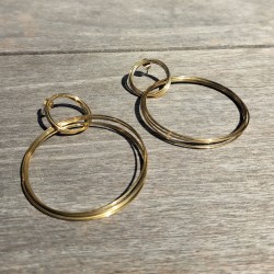 Boucles d'oreilles anneaux ronds, métal doré