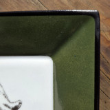 Vide-poches en porcelaine, décor ours, vert et noir