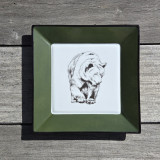 Vide-poches en porcelaine, décor ours, vert et noir
