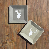 Ensemble de 2 vide-poches en porcelaine, tête de cerf