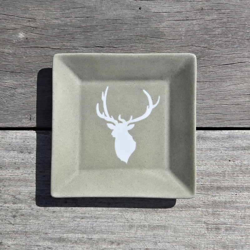 Ensemble de 2 vide-poches en porcelaine, tête de cerf