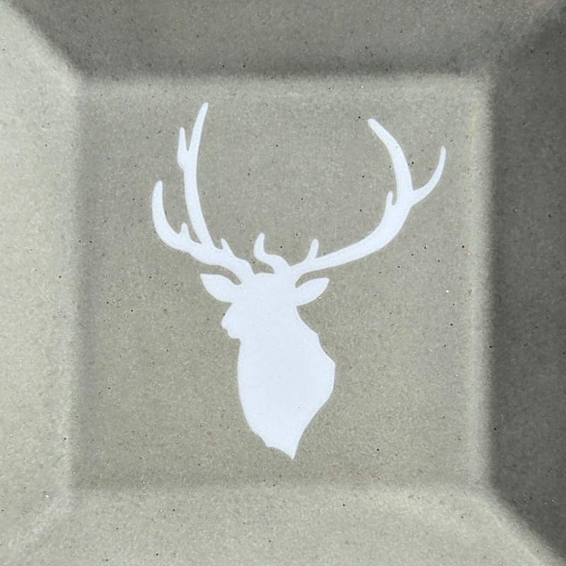 Ensemble de 2 vide-poches en porcelaine, tête de cerf