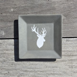 Ensemble de 2 vide-poches en porcelaine, tête de cerf