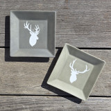 Ensemble de 2 vide-poches en porcelaine, tête de cerf