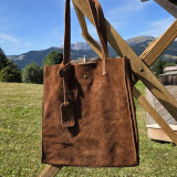 Tote bag en daim de couleur caramel