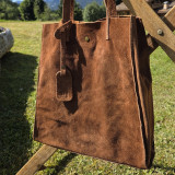 Tote bag en daim de couleur caramel
