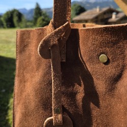 Sac tote en daim, caramel