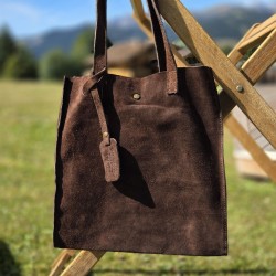 Sac tote en daim, chocolat