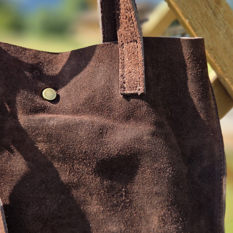 Tote bag en daim de couleur chocolat