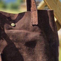 Sac tote en daim, chocolat