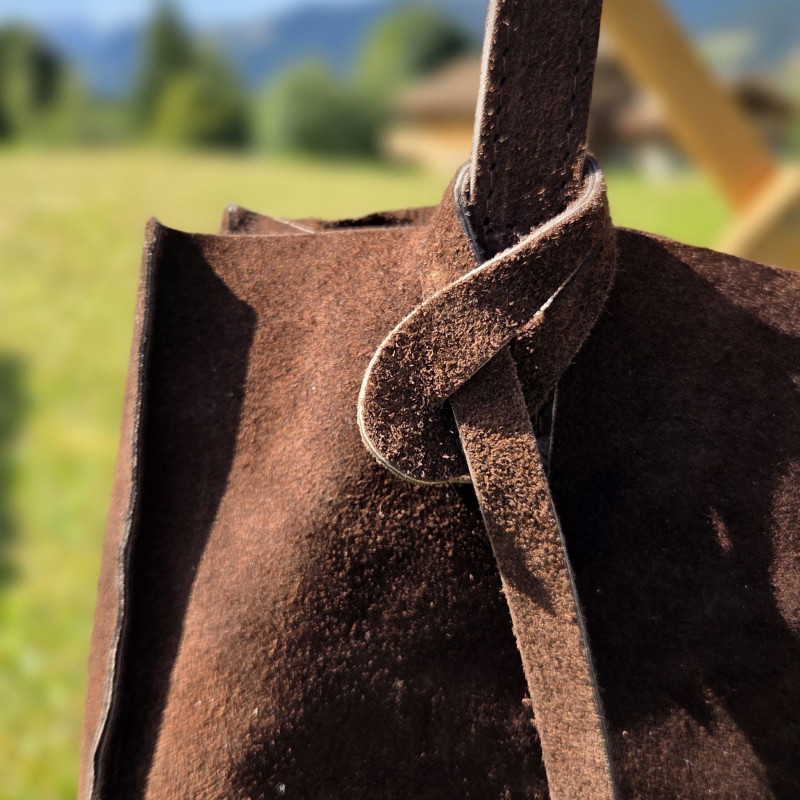 Tote bag en daim de couleur chocolat