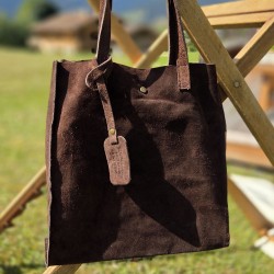 Sac tote en daim, chocolat