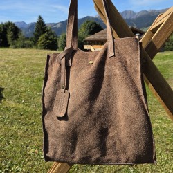 Sac tote en daim, taupe