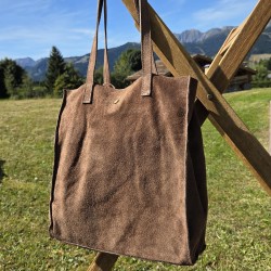 Sac tote en daim, taupe